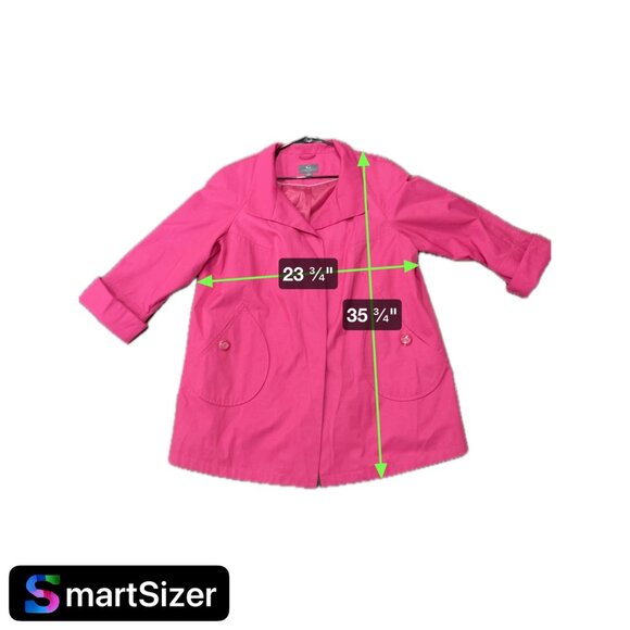 Gallery New York Fuchsia Short Trench Coat Nylon Blend Size 1X - Picture 5 of 7